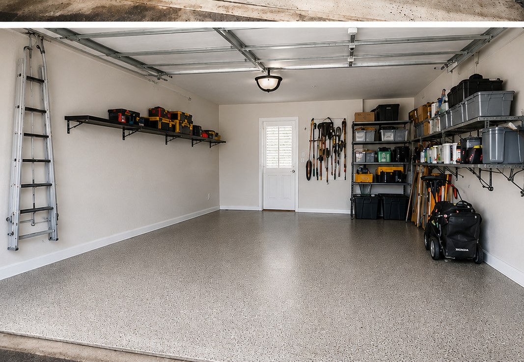 Clean organized garage after cleanout